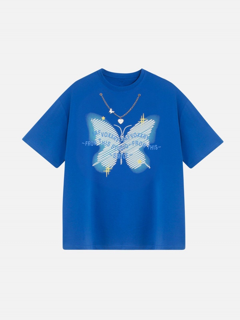 Noir  T Shirts Aelfric Eden Doodle Butterfly Print Tee - CJS-4859514